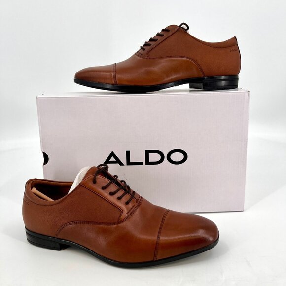 Aldo Stan Oxford Dress Shoes Size 9.5 Tan Cap Toe Lace Up Leather Upper main image 5